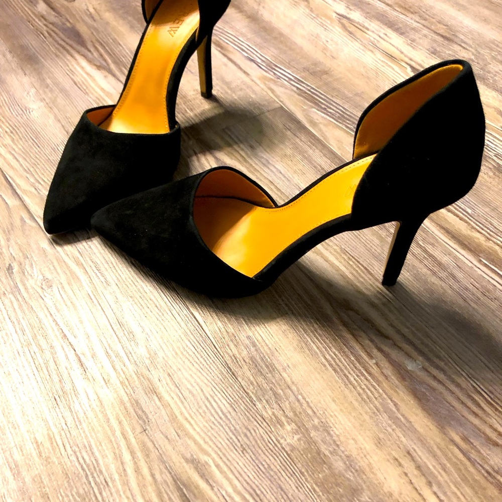 J crew black suede heels